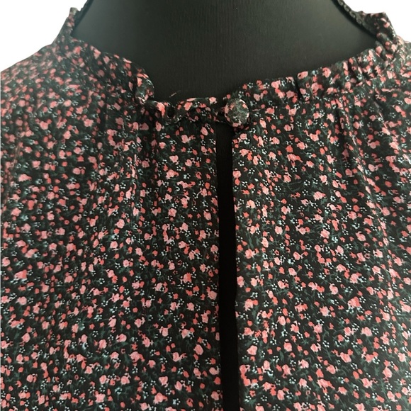 Rebecca Minkoff Black with Pink Floral Ruffled Elastic Waist Mini Dress Size S - Picture 3 of 7